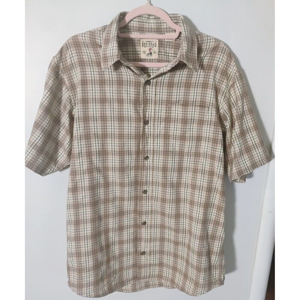 Bass Pro Red Head Brand Men's Plaid Short Sleeve,‎ Size M